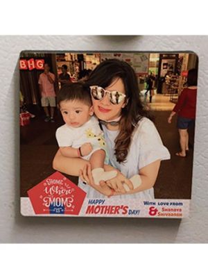 Square Photo Magnet. Mother & Child