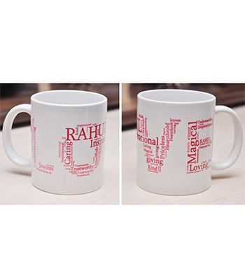 Love Shape Word Collage Mug
