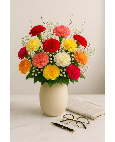 Mix colourful carnations delivery in Ahmedabad