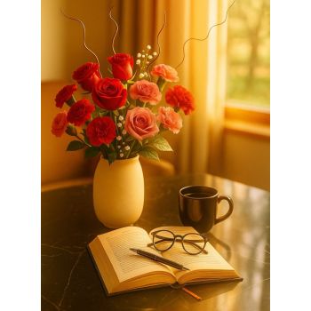 Red & Pink flowers for wife - Ahmedabad delivery